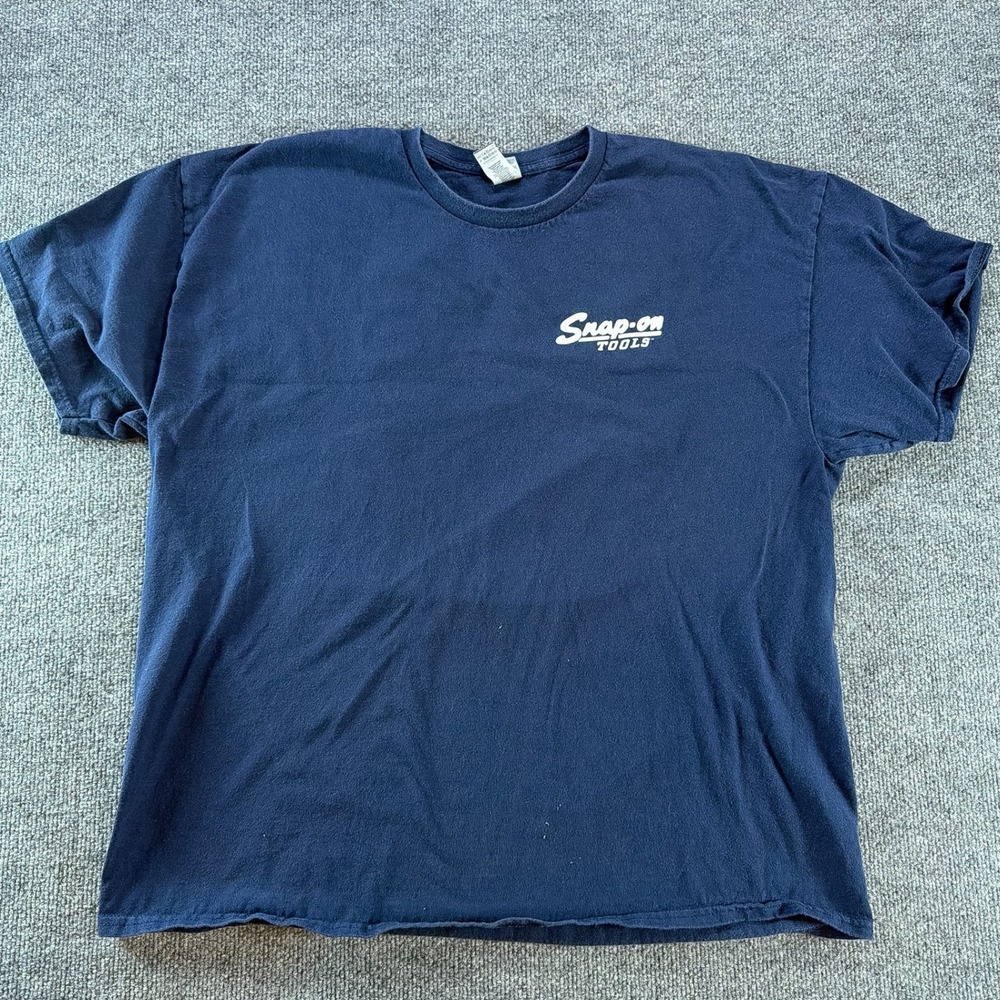 Snap-on Tools Navy Blue T-Shirt Mens 2XL Hot Rod Car Heavy Cotton Gildan Moto
